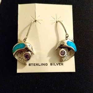 Sterling silver dolphin earrings